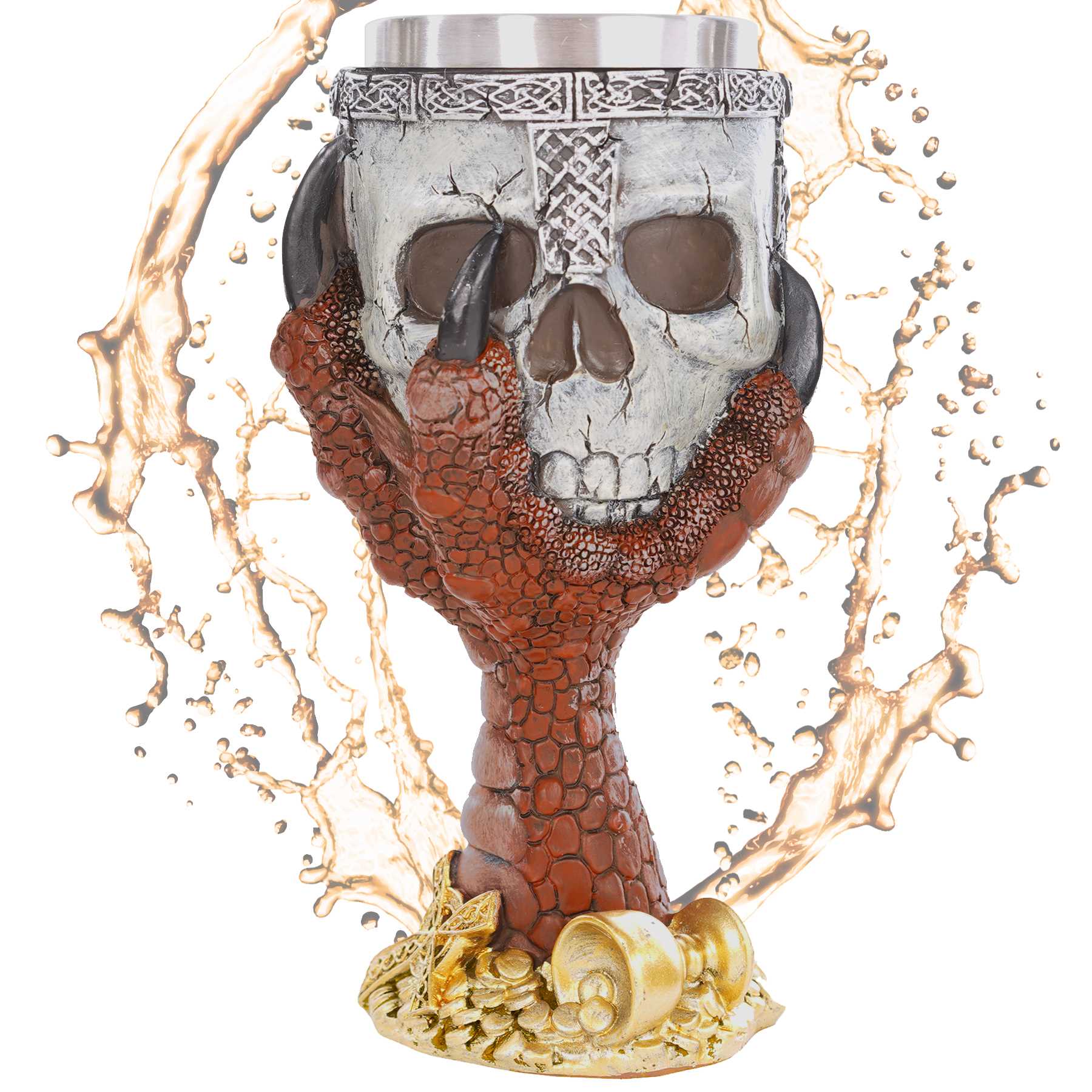 Deko Wein Kelch Skull Gothic 18 cm rot Dragon Claw Trink-Kelch Fantasy 
