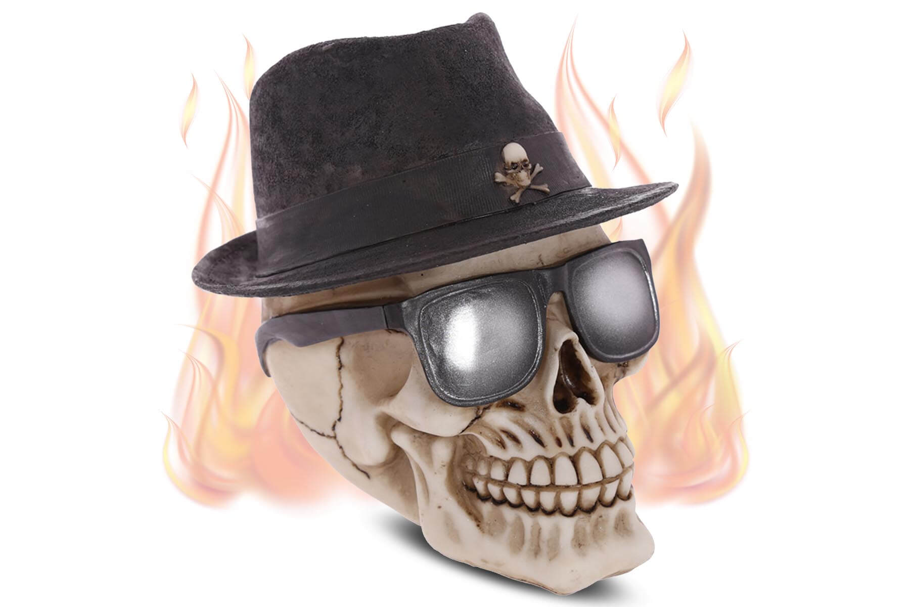 Grauenhafter Totenkopf mit Helm und Sonnenbrille