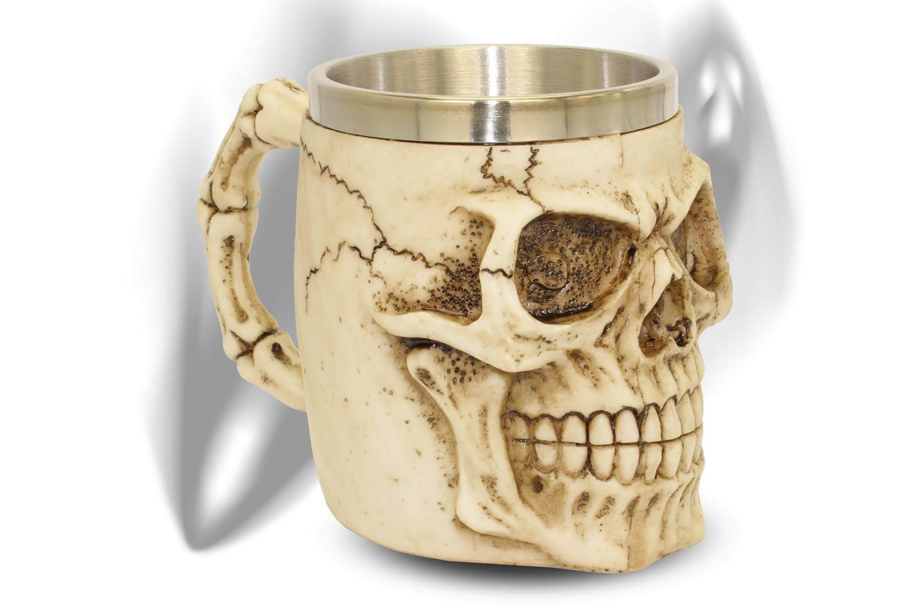 Skull Bierkrug Krug mit Edelstahleinsatz Skelett Totenkopf Helloween Gothic