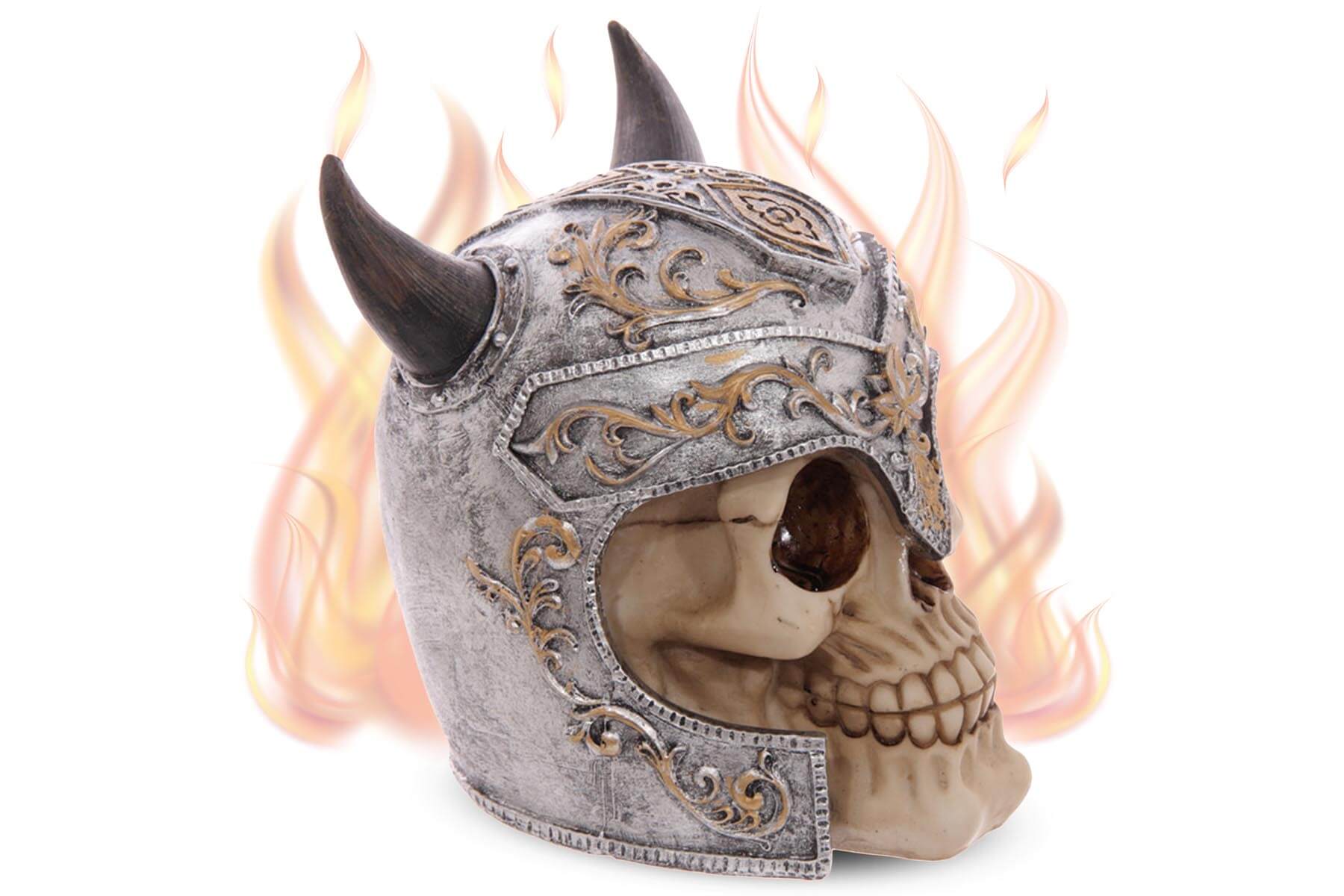 Deko Schädel Totenschädel Biker Motorrad Totenkopf Figur mit Helm Kerneval